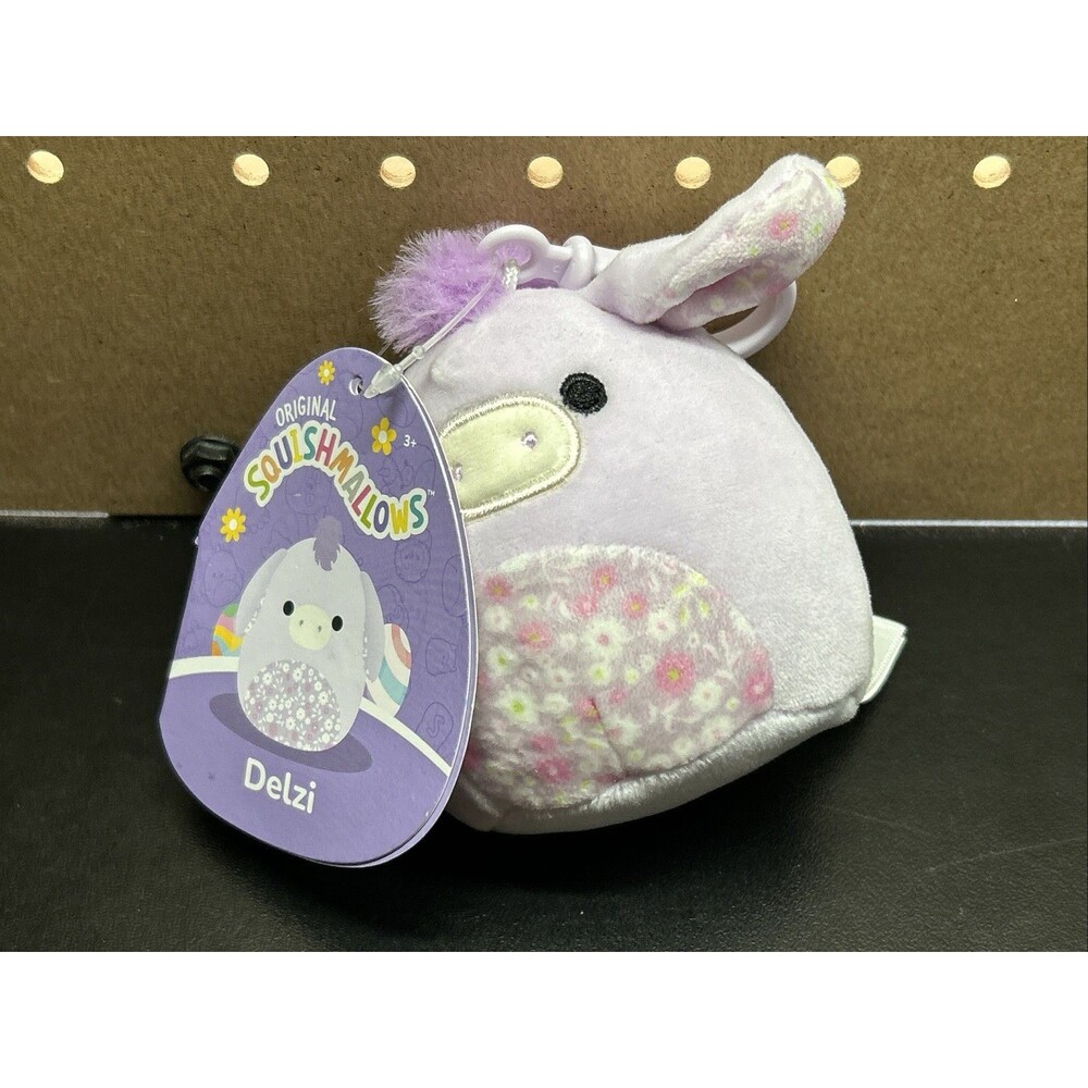 Original Squishmallows 3.5" Delzi The Floral Donkey Clip On